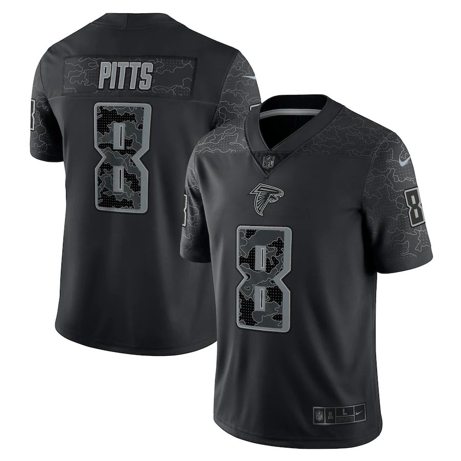 Men Atlanta Falcons 8 Kyle Pitts Nike Black RFLCTV Limited NFL Jersey